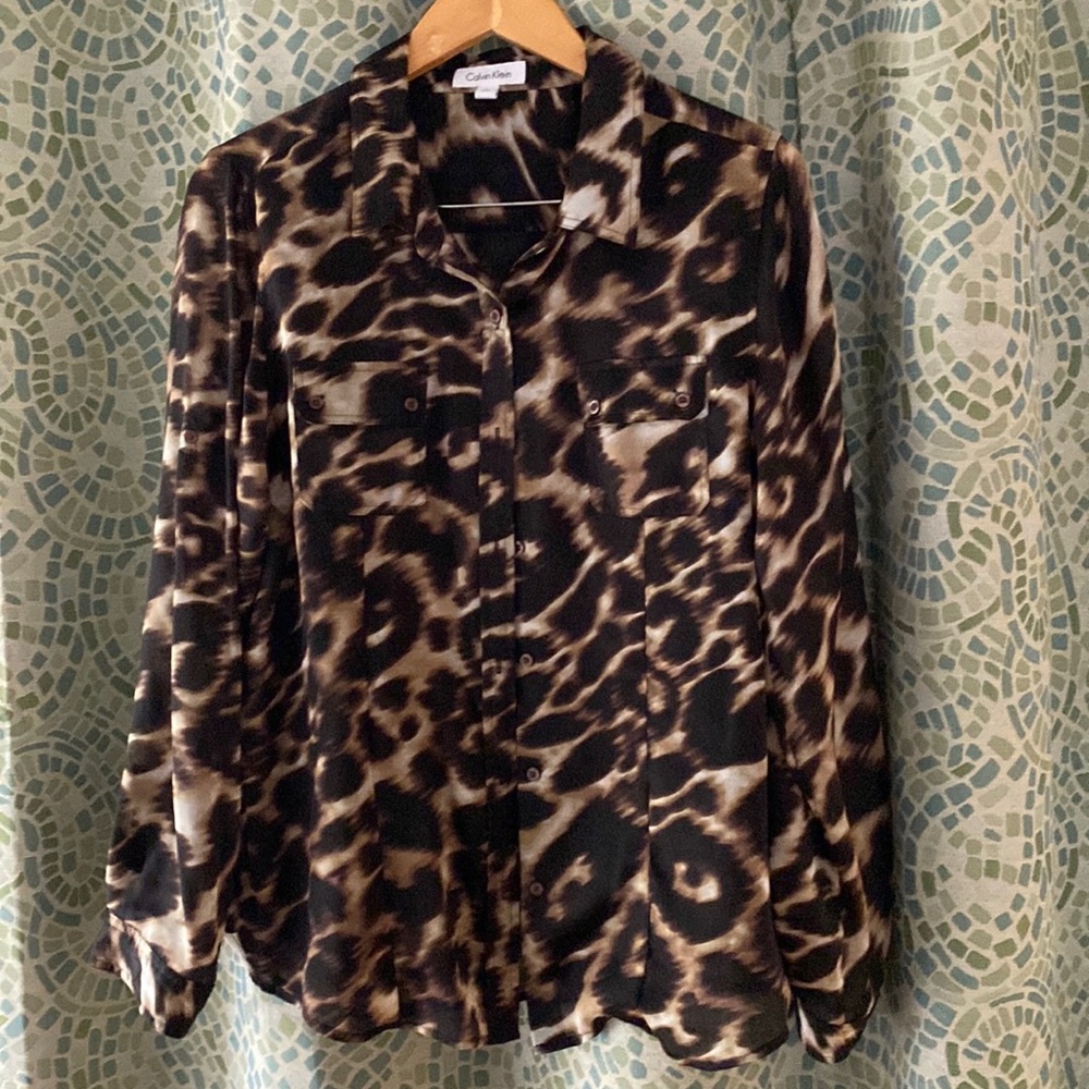 Calvin Klein Animal Print Blouse L